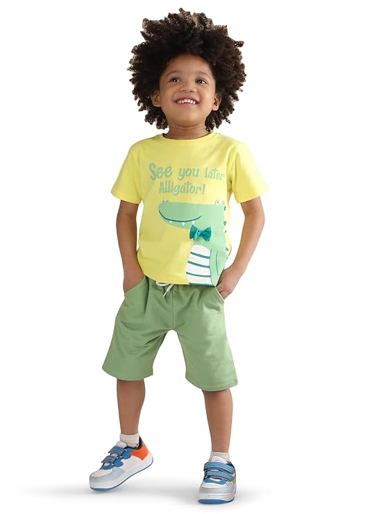 POLKA TOTS T-Shirt & Shorts Co-ord Set for Boys, Half Sleeves Cord Clothing Set for Baby Boys Kids, T-shirt and Shorts Clothing Set for Kids, Comfortable Casual Wear for Boys