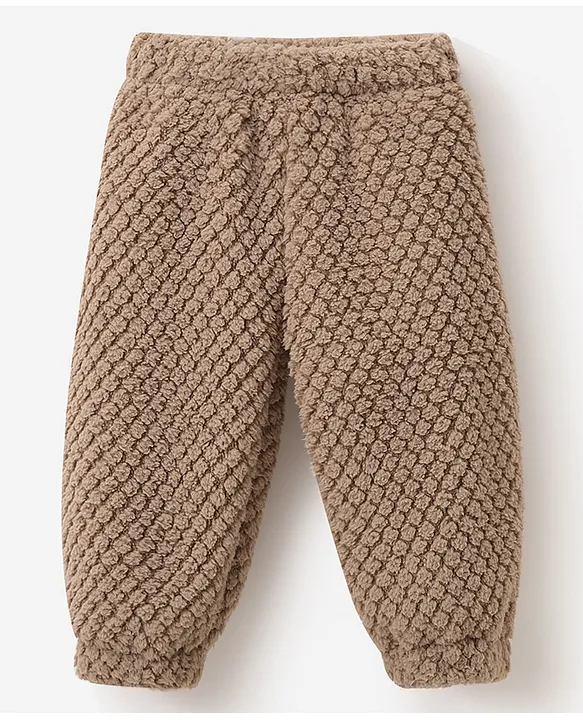 Mark & Mia Full Sleeves Winter Wear Fur Sweatjacket & Lounge Pant Set with Shark Patch Detailing - Light Brown - Image 4